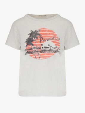 MOTHER Short Sleeve Paradise Graphic Tee - White with Coral and Black Print